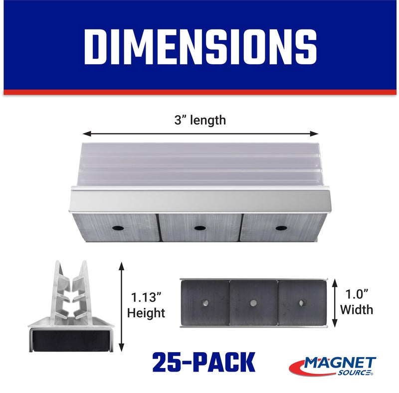 Master Magnetics Magnetic Sign Holder Pack - Magnetic Sign Holders for Door Frames, Metal Shelves, Whiteboards - Powerful Magnet - Retail EZ Grip Holder - 3" L x 1" W x 1.13" H - 25-Pack - Image 2